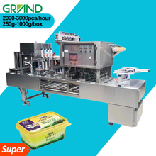 Automatic Food Tray Boxed Margarine Butter Filling Aluminium Foil Heat Sealing Machine with Plastic Lid